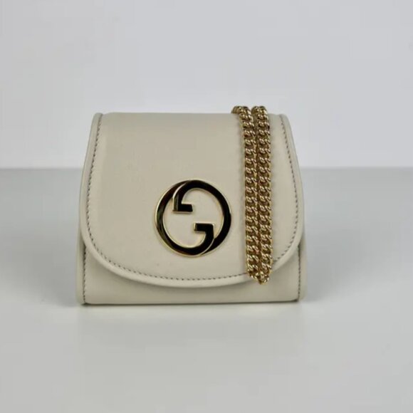 GUCCI Blondie Leather Mini Wallet On Chain CREAM NWT - Picture 3 of 13